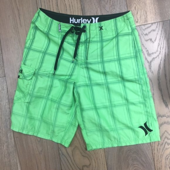 Hurley Green square pattern boardshorts